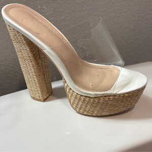 Clear and Tan Platform Heels